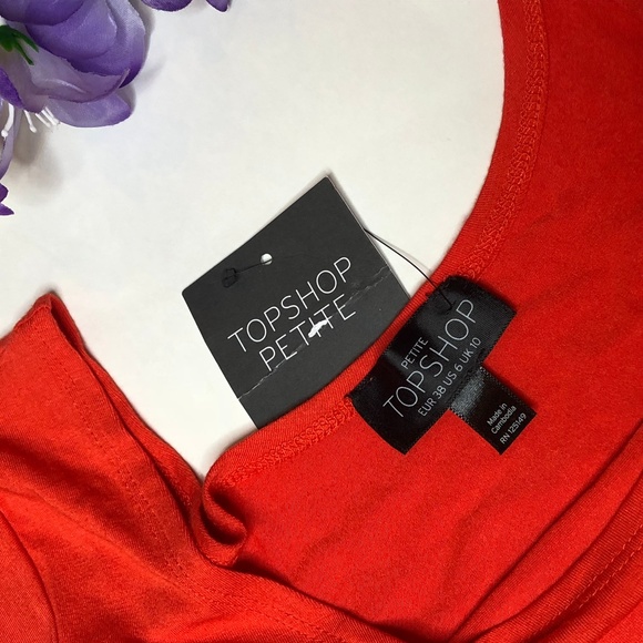 NWT TopShop Petite Orange Crop Tee US 6 - Picture 3 of 4